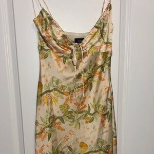 Vici Tropical Print Tie-Front Dress